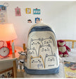 Korean Kawaii Cat School Backpack – Embroidered Nylon Bag, 5 Colours