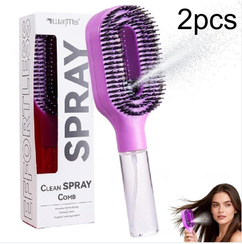 One-Click Spray Hair Brush – Anti-Frizz Detangling Mist Comb for All Hair Types