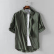 Men's Linen Stand Collar Loose Shirt – Korean Style Casual Cotton Shirt