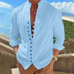 Men's Cotton Linen Casual Loose Long Sleeve Shirt