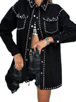 Denim Jacket Women – Retro Street Style Loose Rivet Design