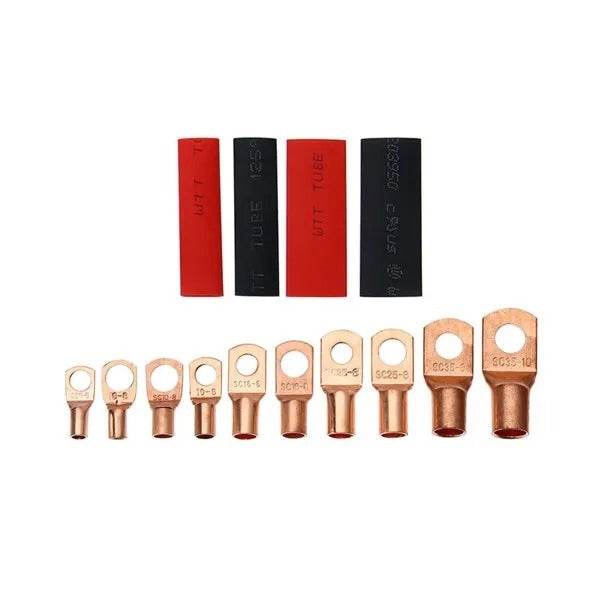 120Pcs Copper Wire Terminal Connectors, AWG 2 4 6 8 10 Copper Wire Lugs With Heat Shrink Set, 60Pcs Copper Wire Lugs And 60pcs Heat Shrink Tubing