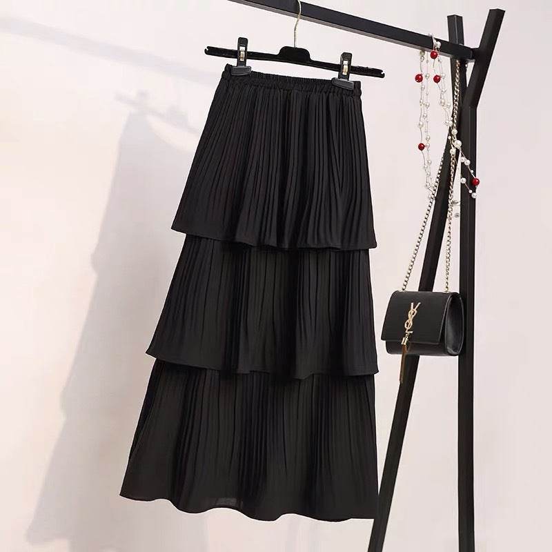 Women's Spring And Summer Chiffon layered Midi maxi Skirt