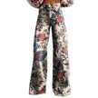 Graphic Printed Pants for Women – Stretch Denim Look Casual Trousers