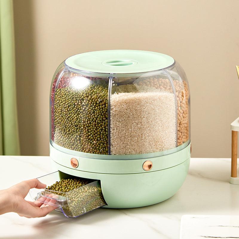 360° Rotating Rice & Grain Storage Container – Sealed Cereal Dispenser with Moisture-Proof Design