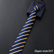 Mens Business Formal Zipper Tie With Blue Stripes
