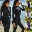 Pure Color Long-sleeved Trousers Fully Surrounded By Conservative Beach Surfing Sunscreen ArabOne-piece Swimsuit