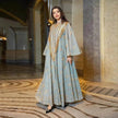 Festival Evening Party Mesh Embroidered Sequins Robe Abaya Dress for Arab Turkey Dubai Middle Eastern Women.
