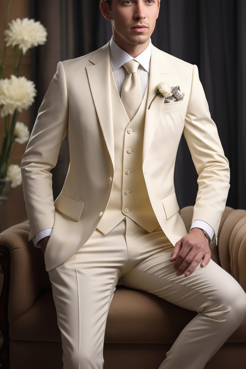 Elegant Business Banquet Suit Set for Men – 3-Piece Slim Fit Formal Suit (Jacket, Vest & Pants)
