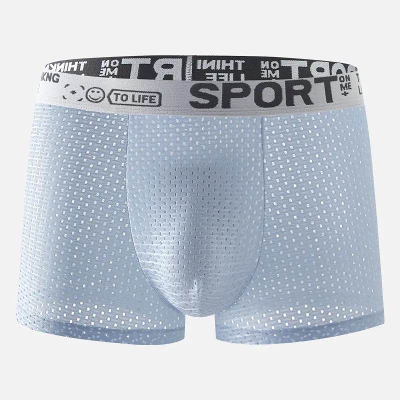 Men's Underwear Mid Waist Mesh Ice Silk Mesh SPORT Boxer Brief