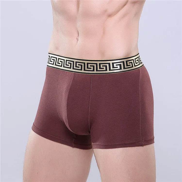 Men's Cotton Boxer Briefs Casual Solid Color Mid Waist underwear