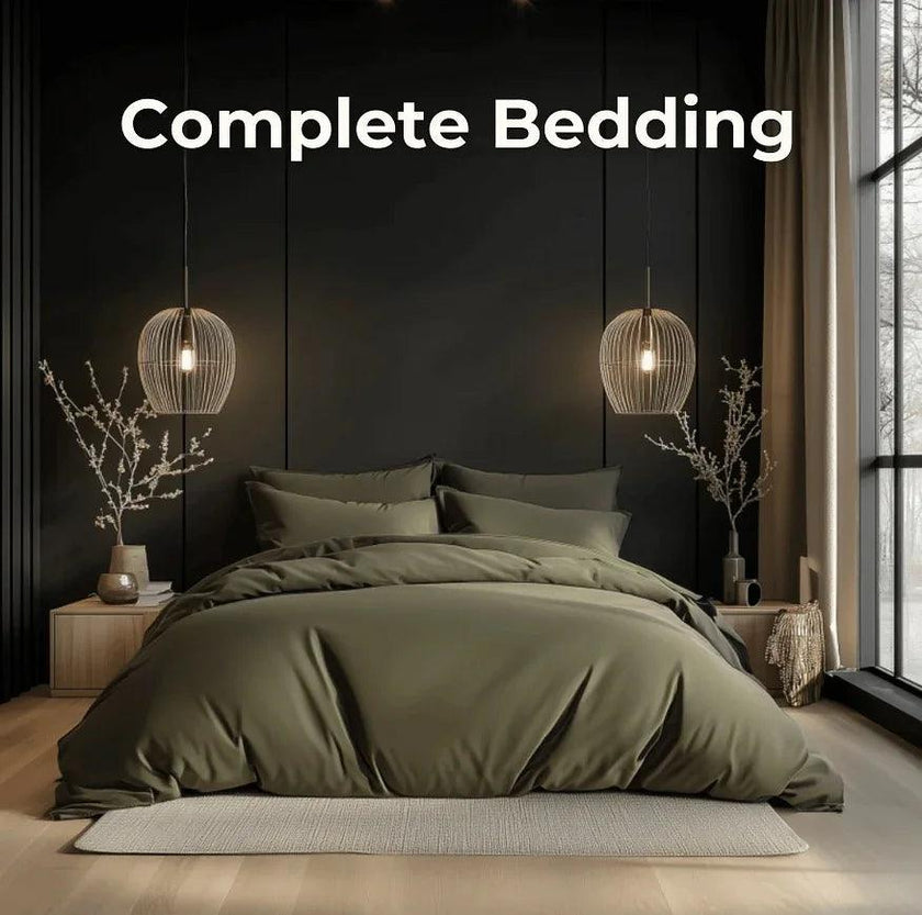 Solid Colour Cotton Four-piece Duvet Cover Bedding Set