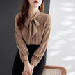 Women neck tie Chiffon Long Sleeve Shirt For work