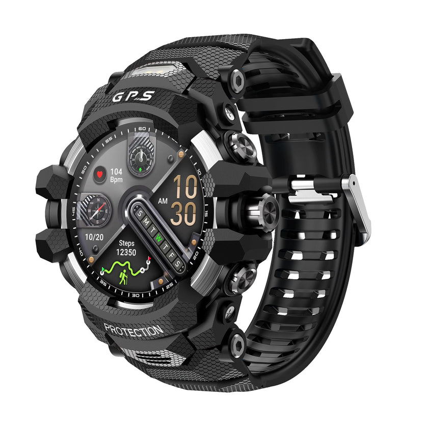 Outdoor Sport Smart Watch with Bluetooth Calling – Rugged GPS Fitness Watch (Black & Red)