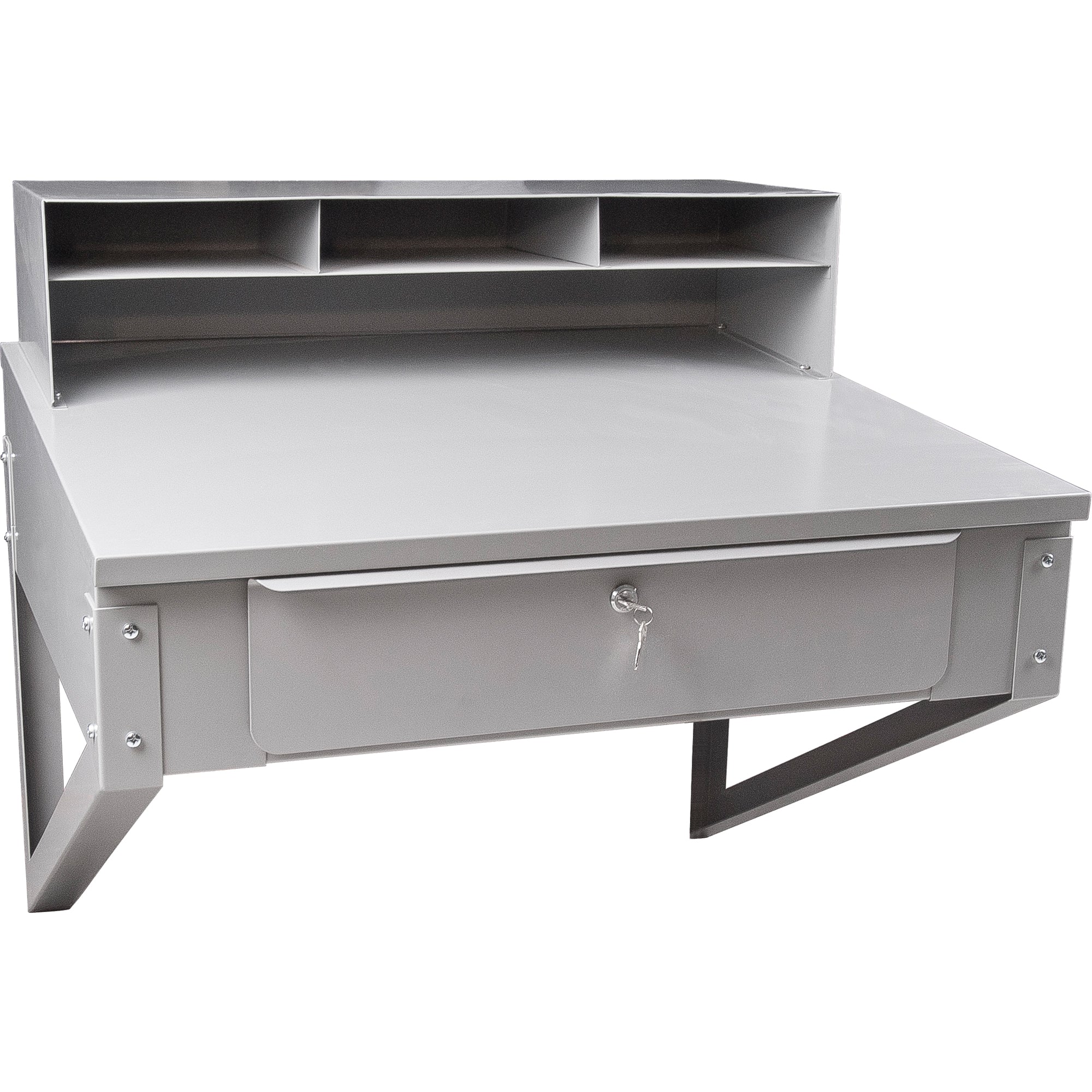 Bureau de magasin mural, 87,6 cm (l) x 71,1 cm (p) x 78,7 cm (h), gris.