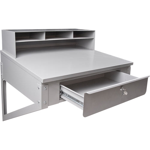 Bureau de magasin mural, 87,6 cm (l) x 71,1 cm (p) x 78,7 cm (h), gris.