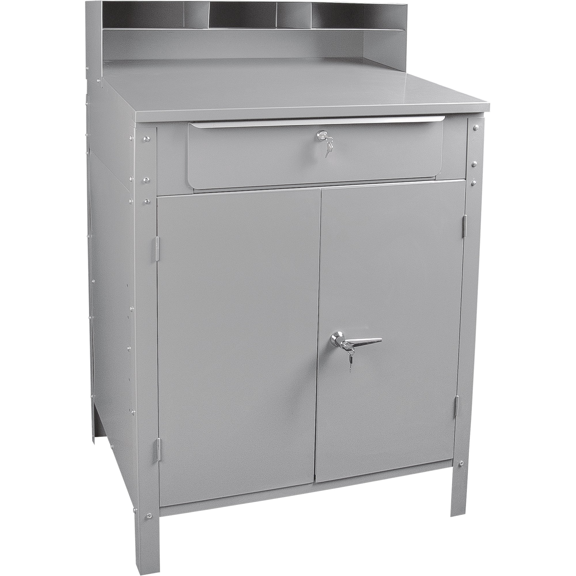 Bureau de magasin style armoire, 87,6 cm (l) x 76,2 cm (p) x 135 cm (h), gris.