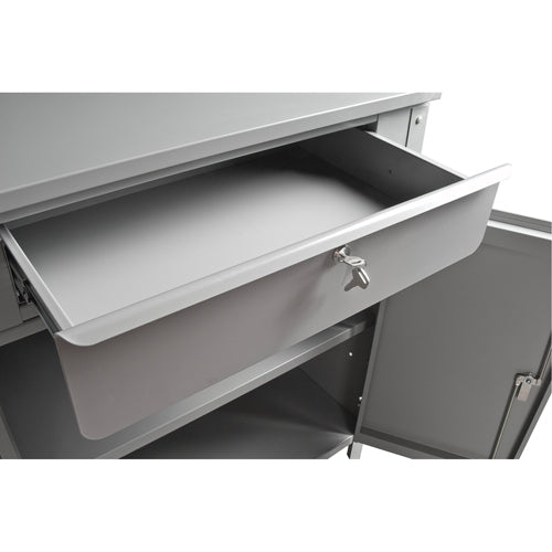 Bureau de magasin style armoire, 87,6 cm (l) x 76,2 cm (p) x 135 cm (h), gris.