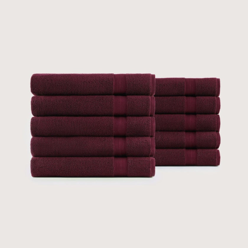 Pure Cotton Bath Towel Set – Burgundy & Turquoise | 500gsm Wholesale Towels