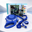 Retractable Dog Leash Set with Collapsible Water Bowl & Rope Toy – Red, Blue, Black