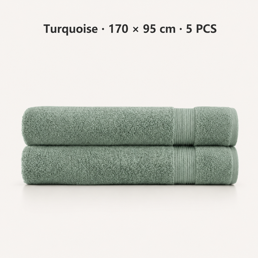 Pure Cotton Bath Towel Set – Burgundy & Turquoise | 500gsm Wholesale Towels