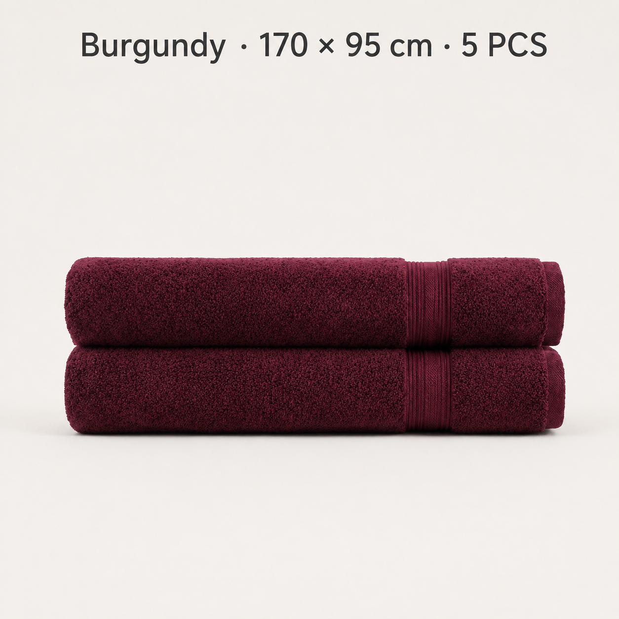 Pure Cotton Bath Towel Set – Burgundy & Turquoise | 500gsm Wholesale Towels