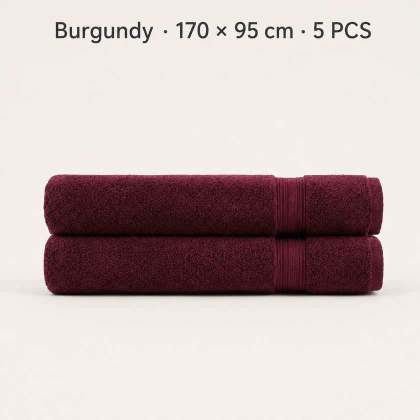 Pure Cotton Bath Towel Set – Burgundy & Turquoise | 500gsm Wholesale Towels