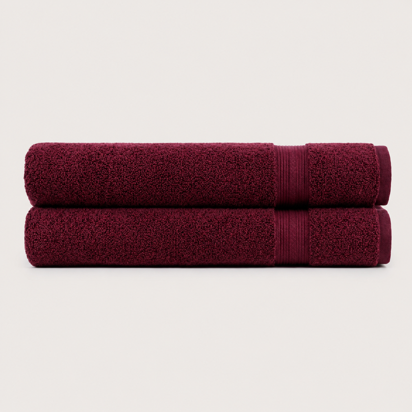 Pure Cotton Bath Towel Set – Burgundy & Turquoise | 500gsm Wholesale Towels
