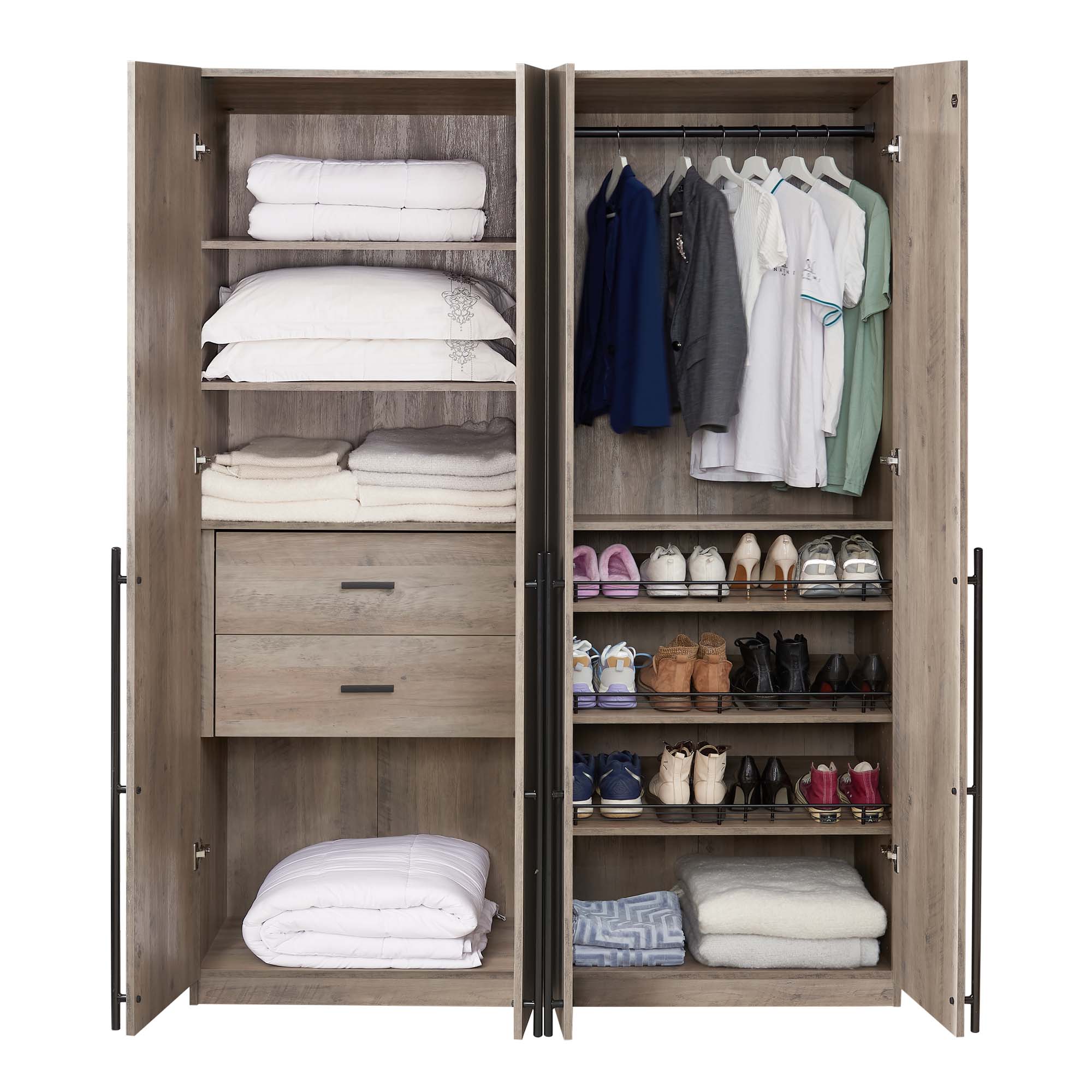 Genoa Modern 2-Piece Freestanding Wardrobe - Rustic Grey