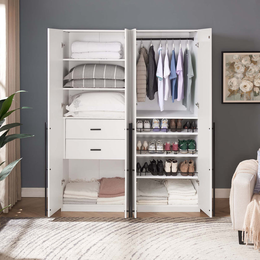 Genoa Modern 2-Piece Freestanding Wardrobe - White