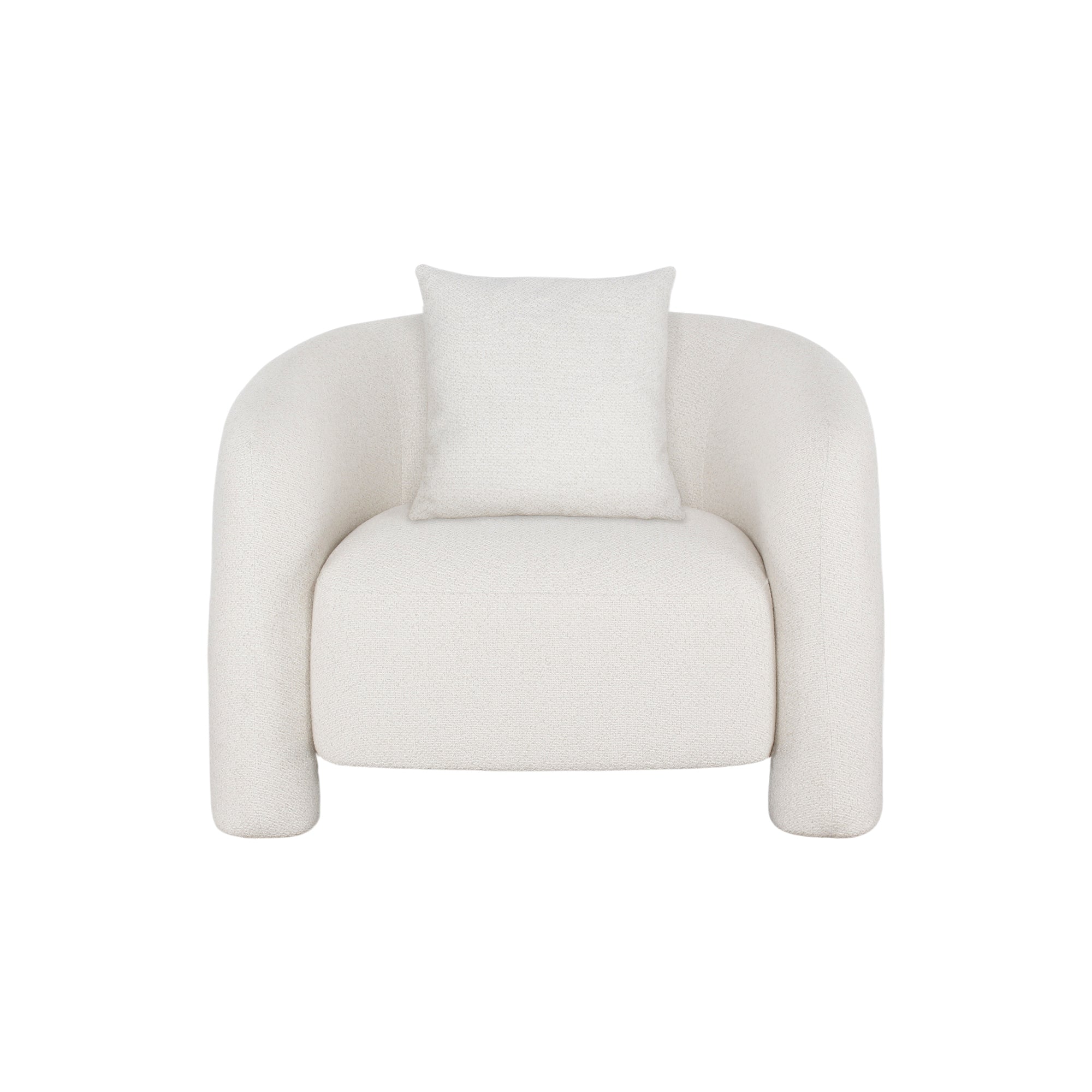 Chloe Pine Wood Tweed Accent Chair - Cream