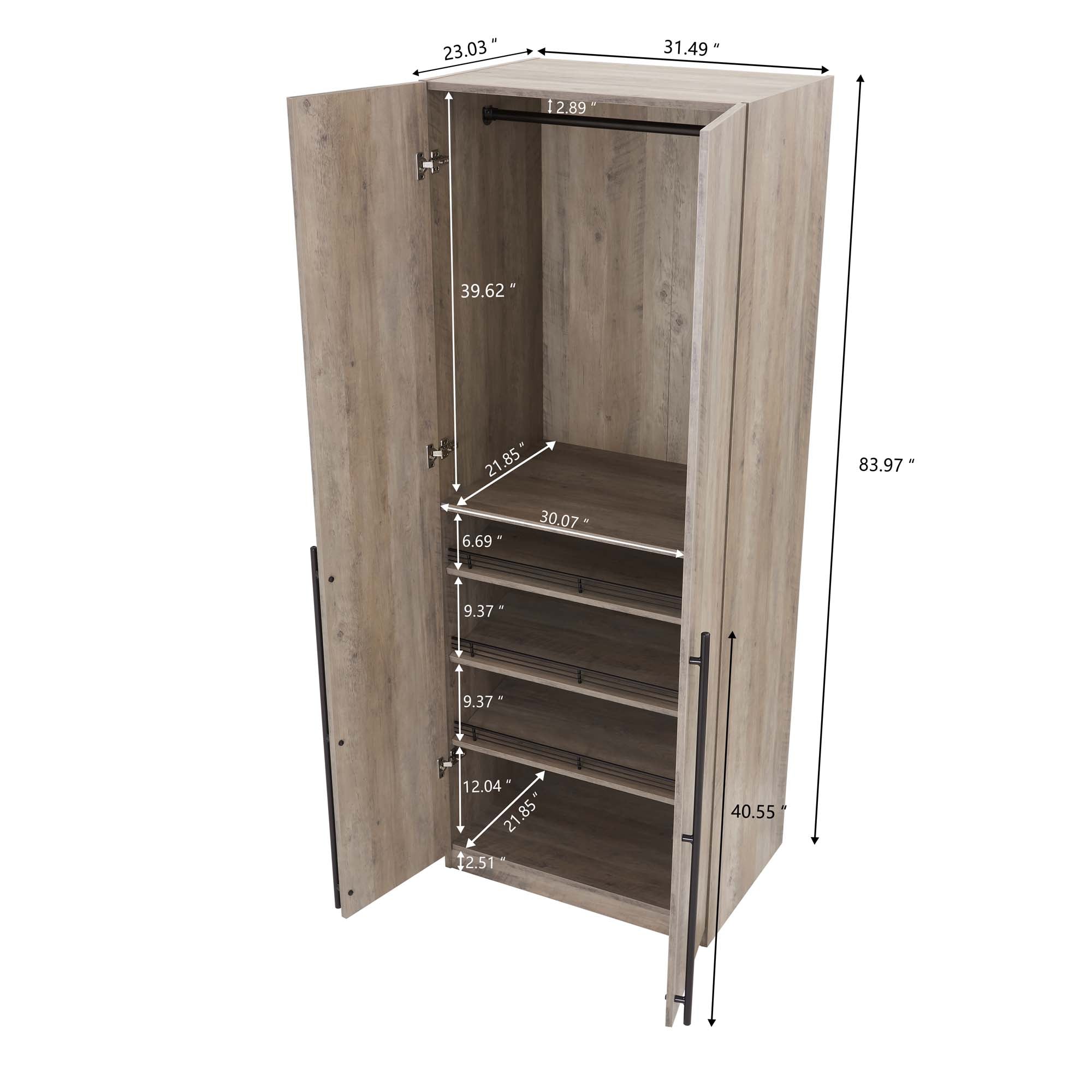 Genoa Modern 2-Piece Freestanding Wardrobe - Rustic Grey