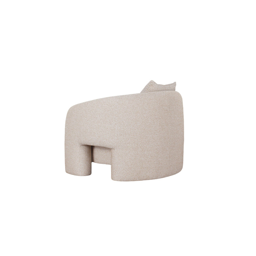 Chloe Pine Wood Tweed Accent Chair - Beige