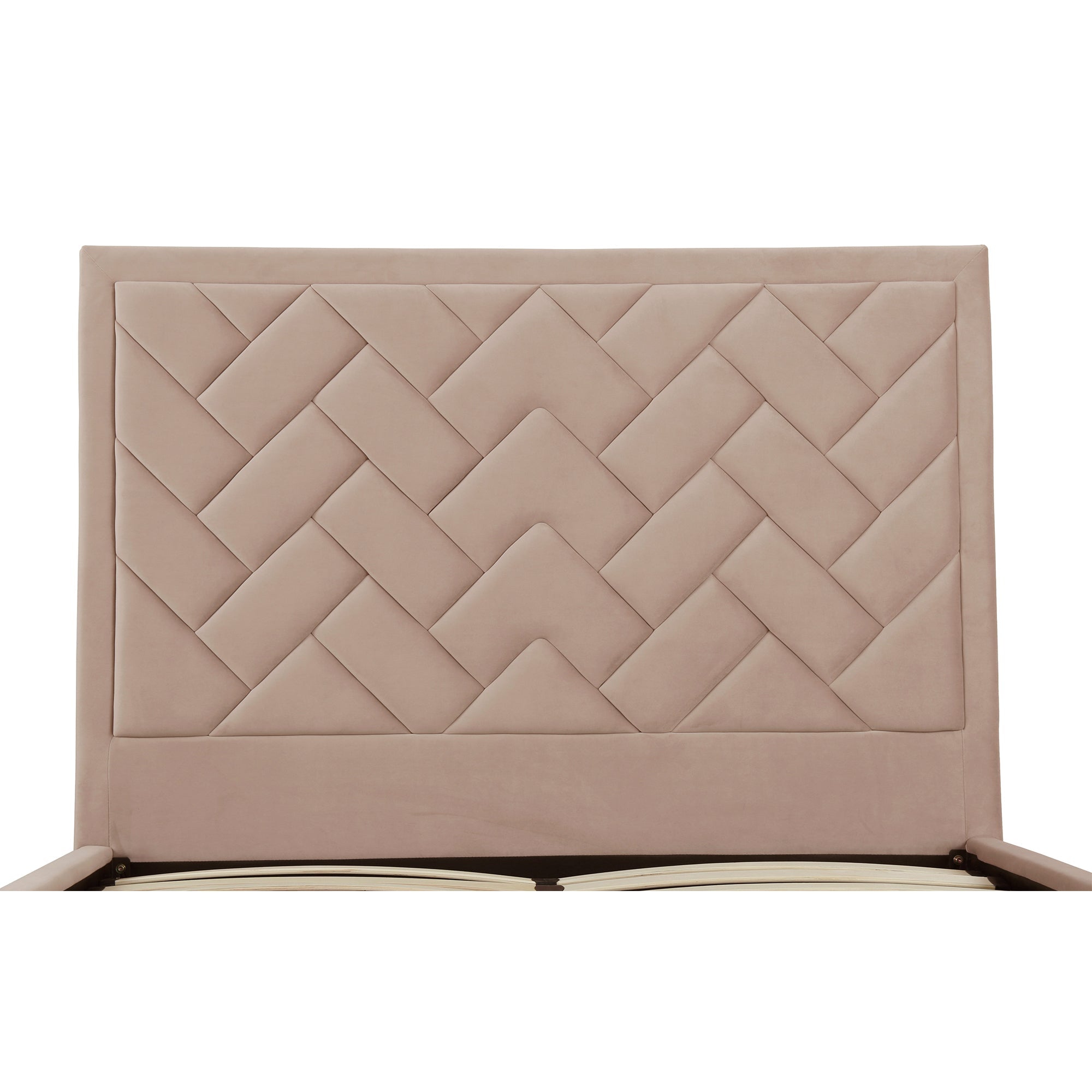 Gallagher Upholstered Velvet Platform Queen Bed - Nude Beige