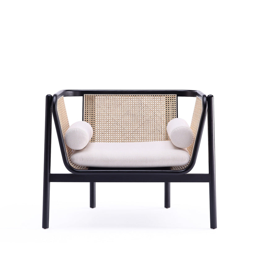 Tulum Natural Cane Accent Chair - Black/Cream