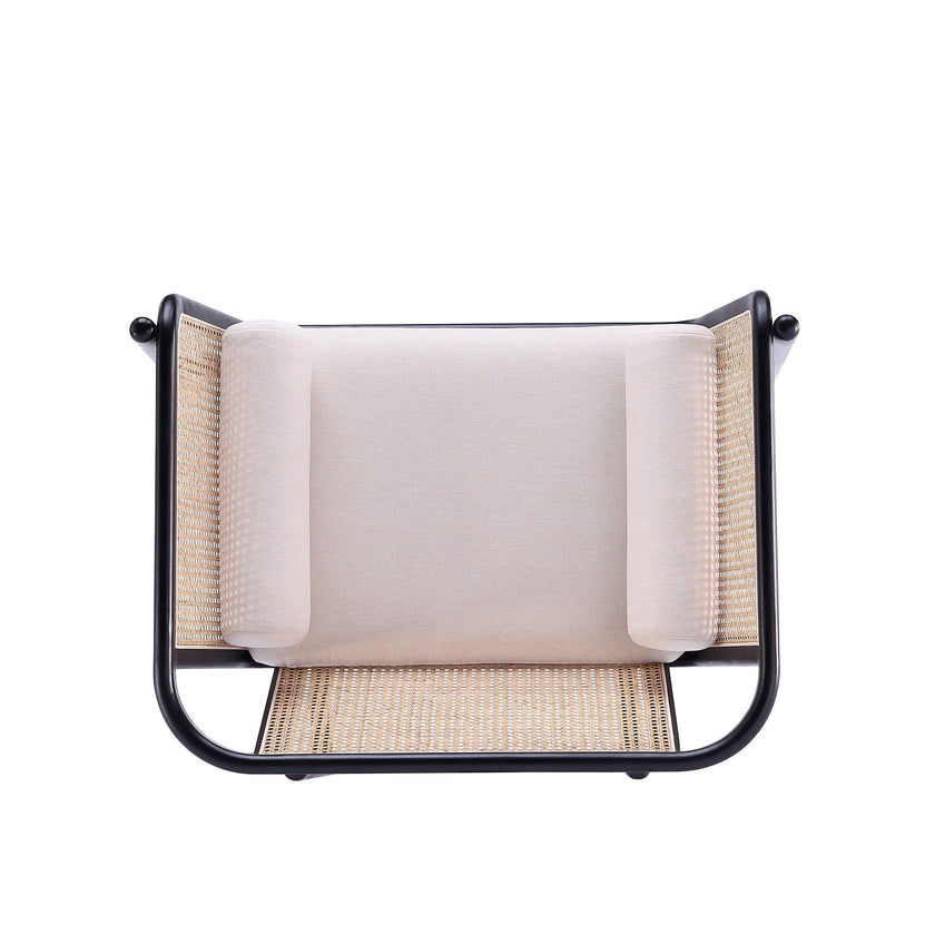 Tulum Natural Cane Accent Chair - Black/Cream
