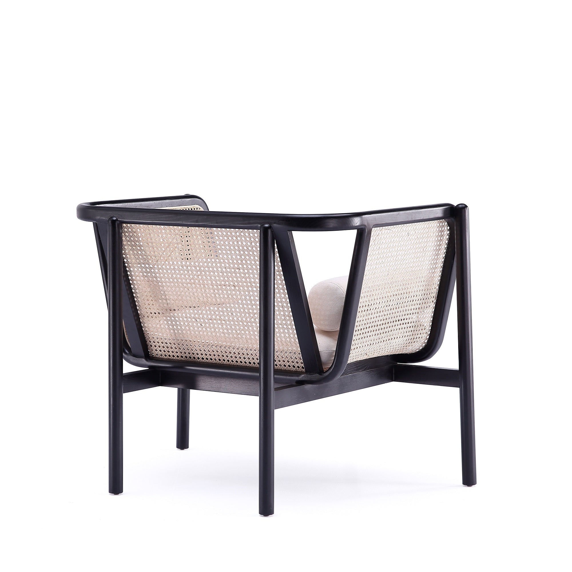 Tulum Natural Cane Accent Chair - Black/Cream