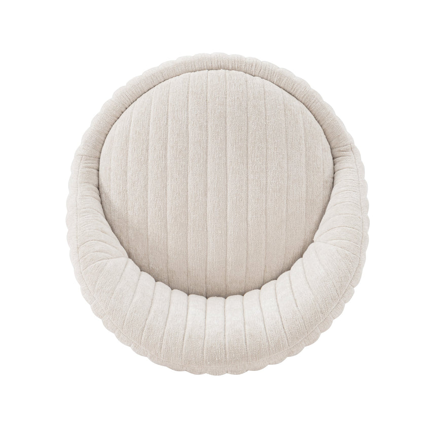 Pumpkin Swivel Chenille Accent Chair - Cream/Gold