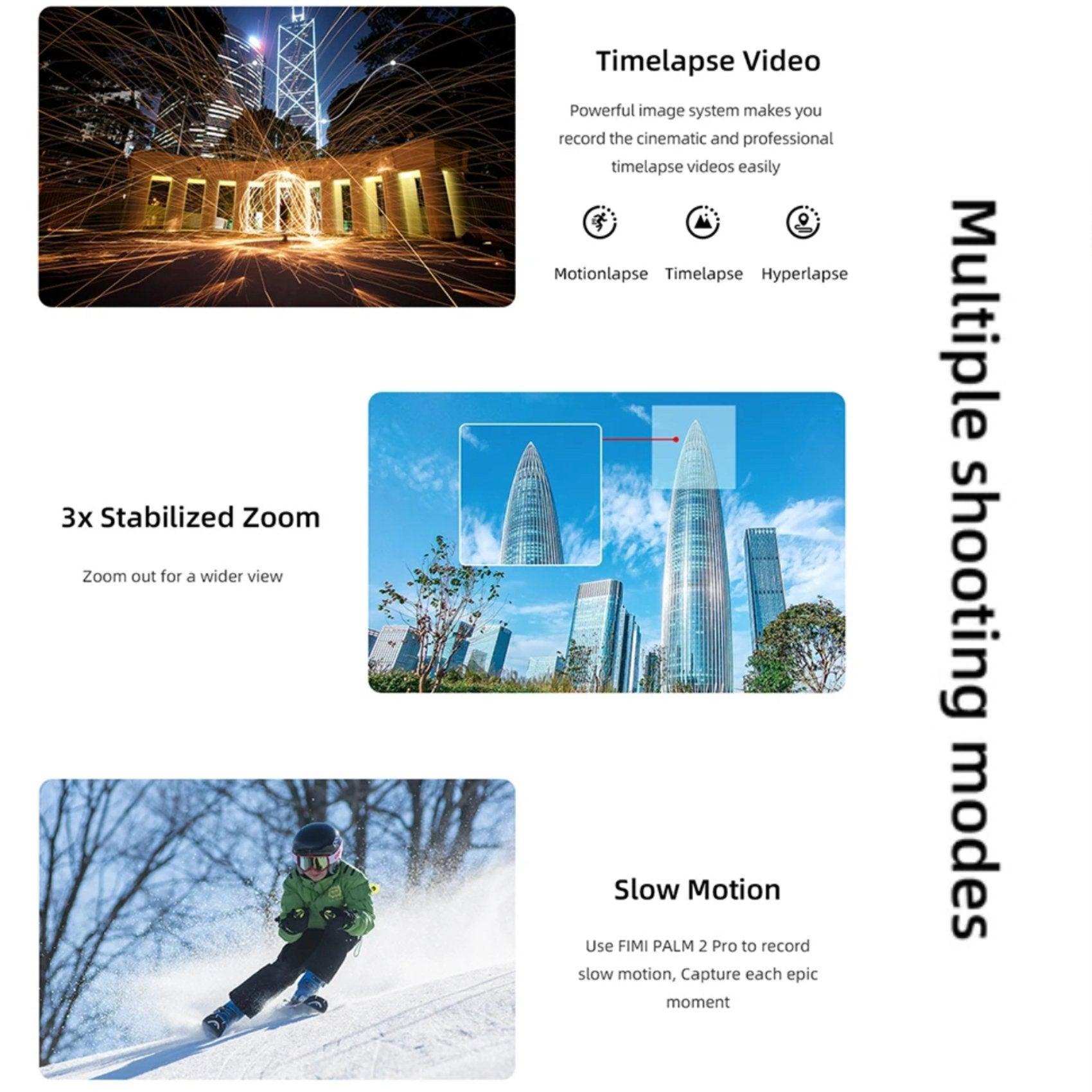 FIMI Palm 2 Pro (Upgraded) 3-axis Handheld Stabilized Gimbal Pocket Camera 1/2 Inch, Sensor 4K 30fps 160 Minute Mechanical Stabilization 128GB SD Sold by TUTT