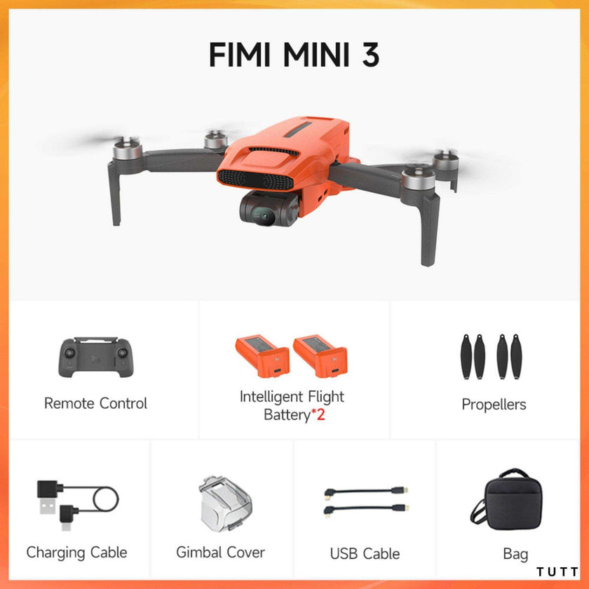 FIMI X8 MINI 3 Professional GPS Mini Drone | 9KM FPV With 4K 48MP 60fps 1/2″ CMOS Camera 3-axis Mechanical Gimbal 32mins | Under 250g | Two Batteries 128GB SanDisk Pro | TUTT