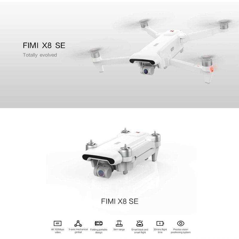 FIMI X8SE 2022 V2 Drone Camera Professional GPS 4K Foldable RC Quadcopter, 35-min Flight Time, 10km Video Transmission, Follow me, 3-Axis Gimbal (2 Batteries+Megaphone) 128GB TUTT