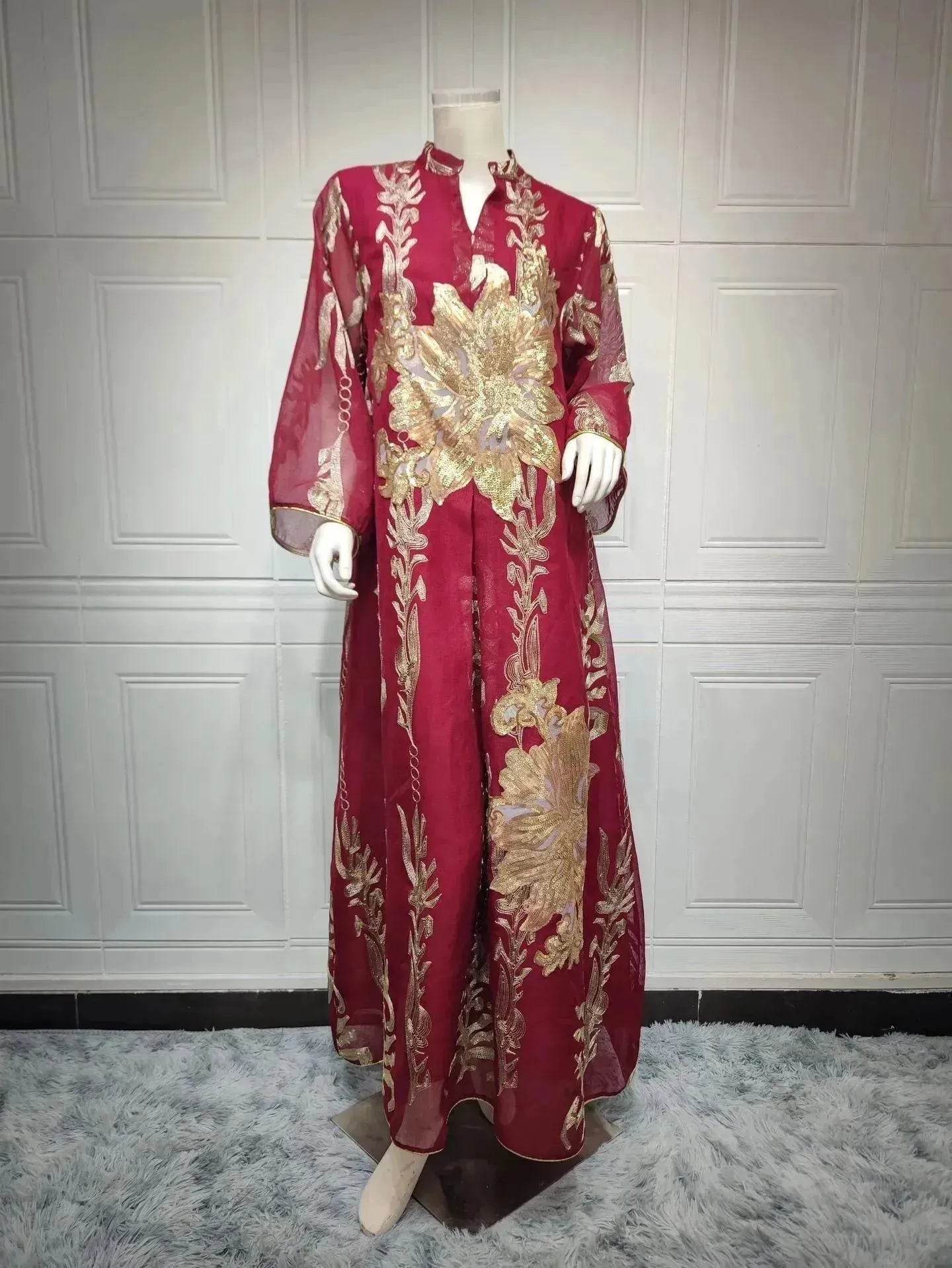 Fired Sequins Light Luxury Celebrity Party Abaya Dress for Arab Dubai Turkey Middle East Women