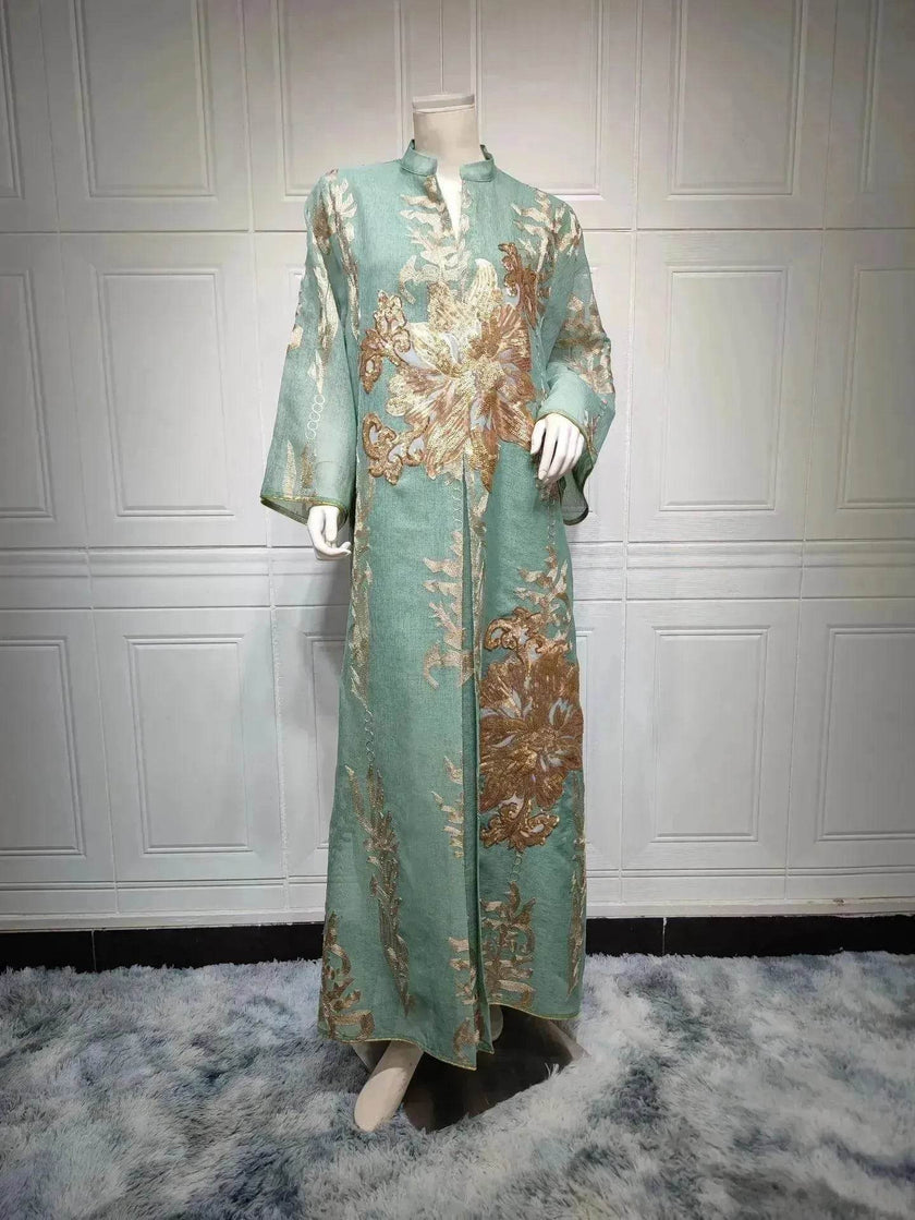 Fired Sequins Light Luxury Celebrity Party Abaya Dress for Arab Dubai Turkey Middle East Women