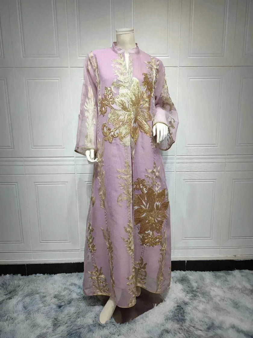 Fired Sequins Light Luxury Celebrity Party Abaya Dress for Arab Dubai Turkey Middle East Women