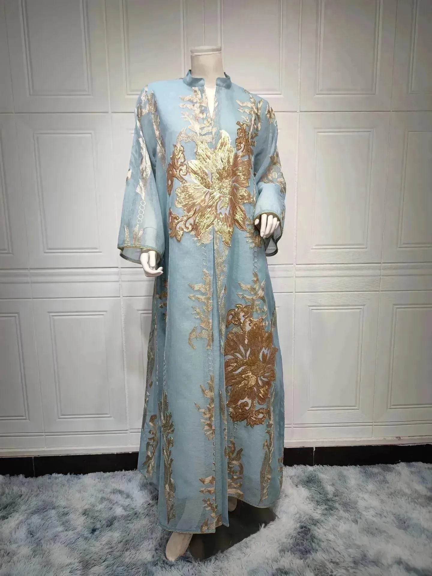 Fired Sequins Light Luxury Celebrity Party Abaya Dress for Arab Dubai Turkey Middle East Women