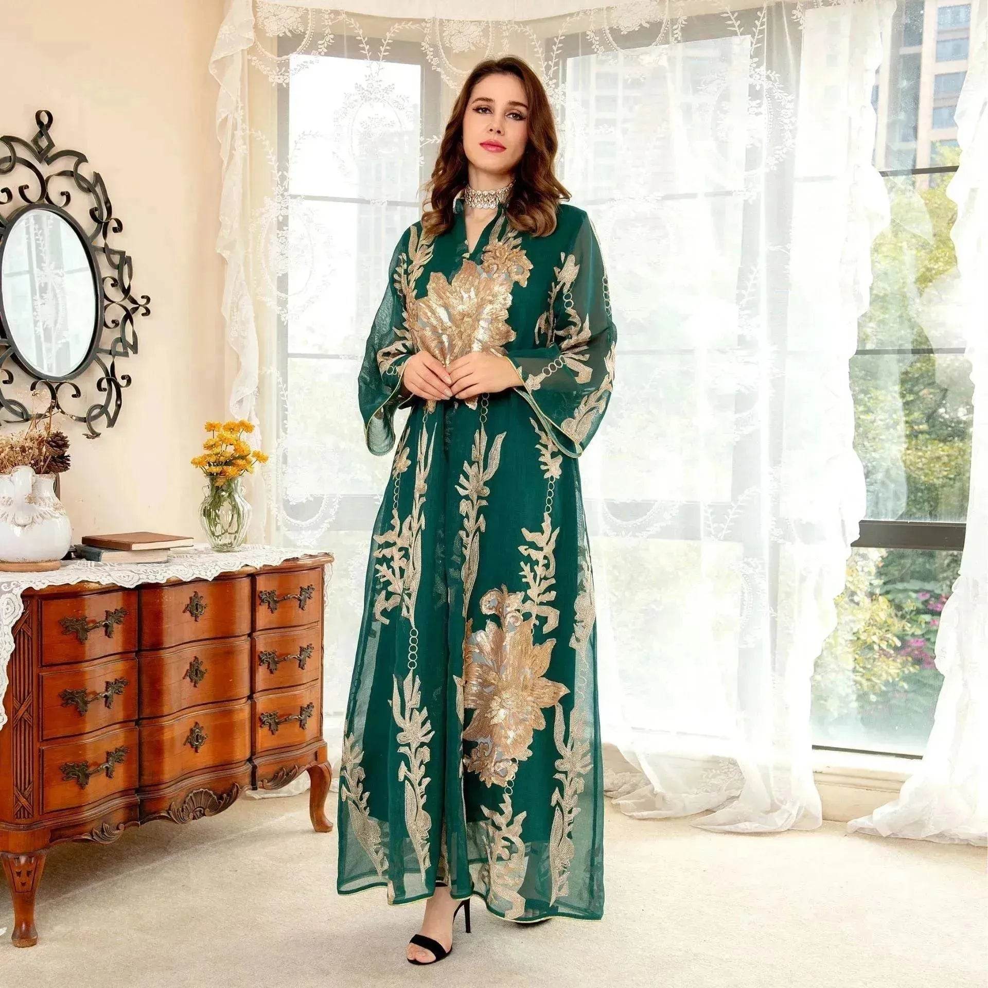 Fired Sequins Light Luxury Celebrity Party Abaya Dress for Arab Dubai Turkey Middle East Women
