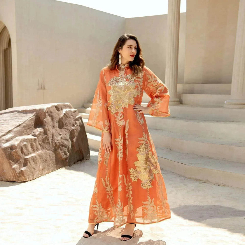 Fired Sequins Light Luxury Celebrity Party Abaya Dress for Arab Dubai Turkey Middle East Women