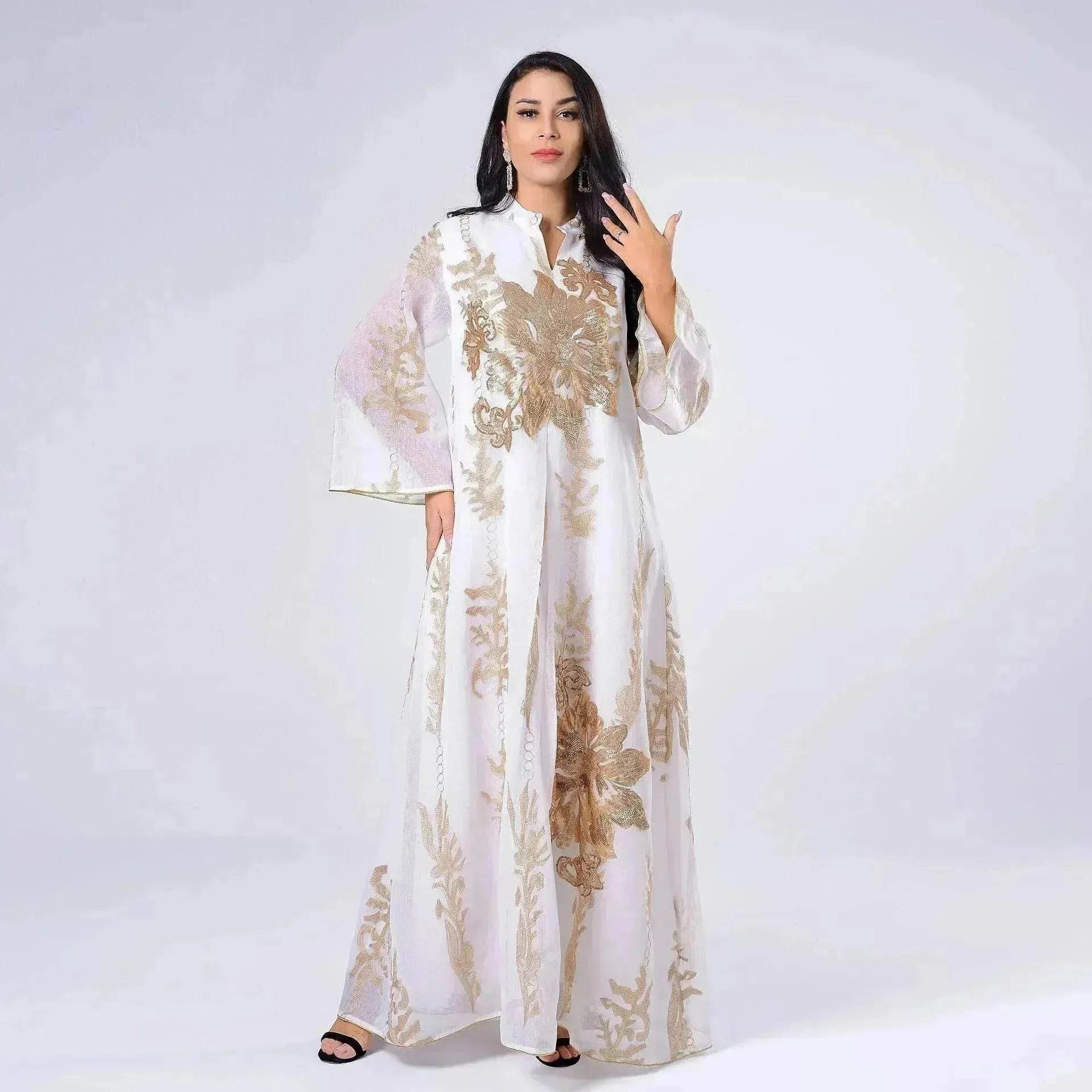 Fired Sequins Light Luxury Celebrity Party Abaya Dress for Arab Dubai Turkey Middle East Women