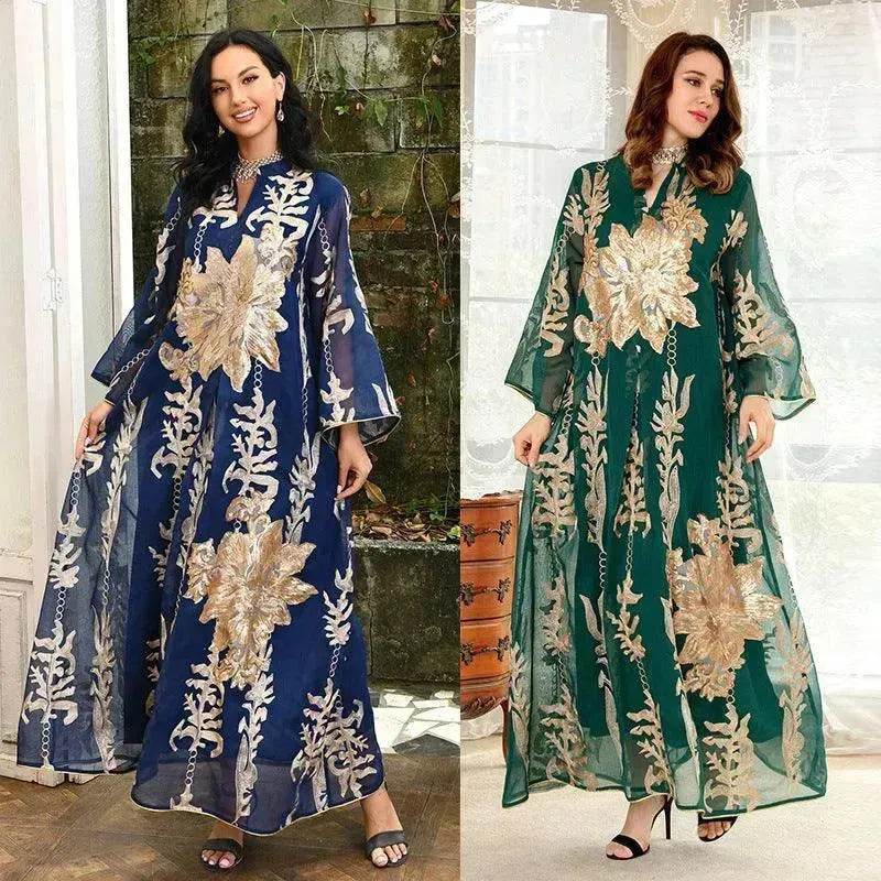 Fired Sequins Light Luxury Celebrity Party Abaya Dress for Arab Dubai Turkey Middle East Women