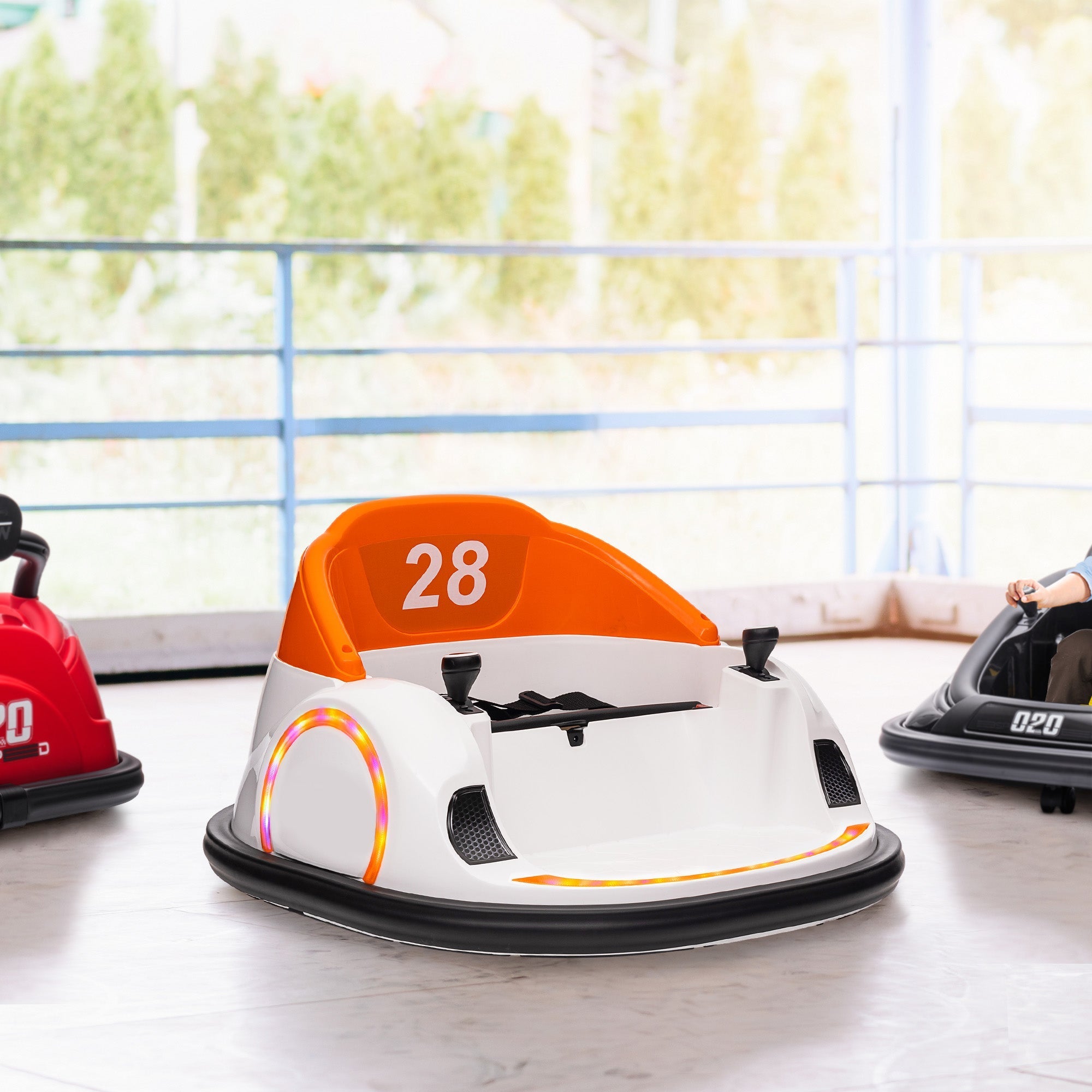Qaba 12V Bumper Car for Toddlers, Ride On Car with 360 Degree Remote Control, Lights Music Horn, for 1.5-5 Years, Orange